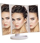 Impressions Touch Trifold Dimmable LED Makeup Mirror with Standing Base, Lighted Vanity Tabletop ...